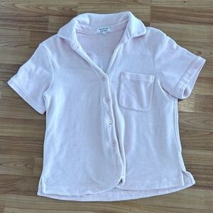 Frankie’s bikinis light pink terry cloth cover up shirt